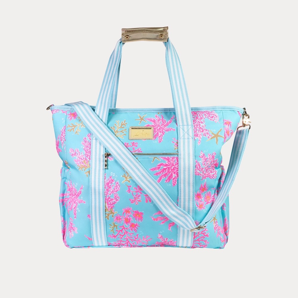 Lilly Pulitzer Insulated Picnic Cooler Tote Bag w/Mesh Pouch - Multi Royal Coral